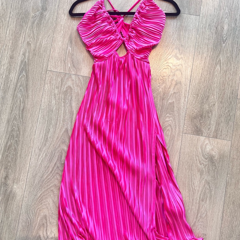 Vibrant Pink Halter Maxi Dress